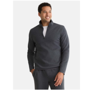 Works Men's and Big Men's Fusion Double Knit Quarter Zip Sweatshirt Jacket